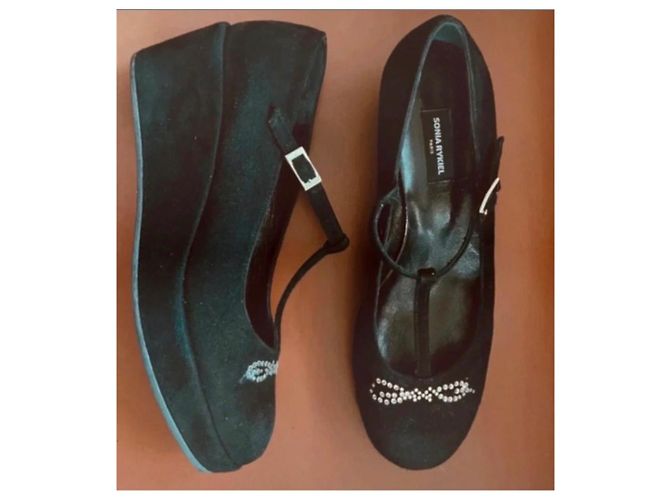 Sonia Rykiel Scarpe con zeppa in camoscio nero - vista 2