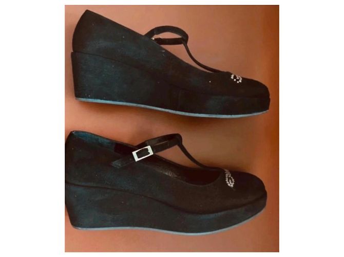 Sonia Rykiel Scarpe con zeppa in camoscio nero - vista 4
