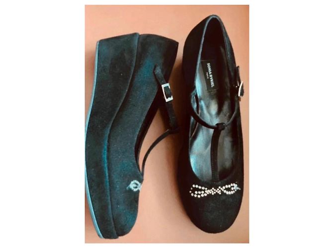 Sonia Rykiel Scarpe con zeppa in camoscio nero - vista 5