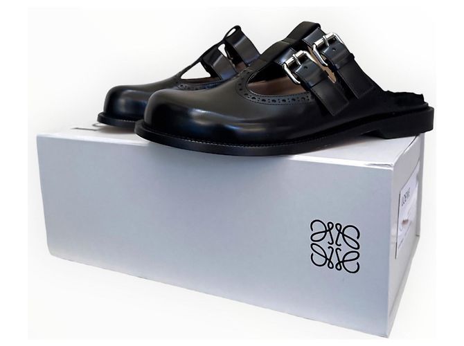 Loewe Campo Mary Jones Mules aus schwarzem Leder - Ansicht 10
