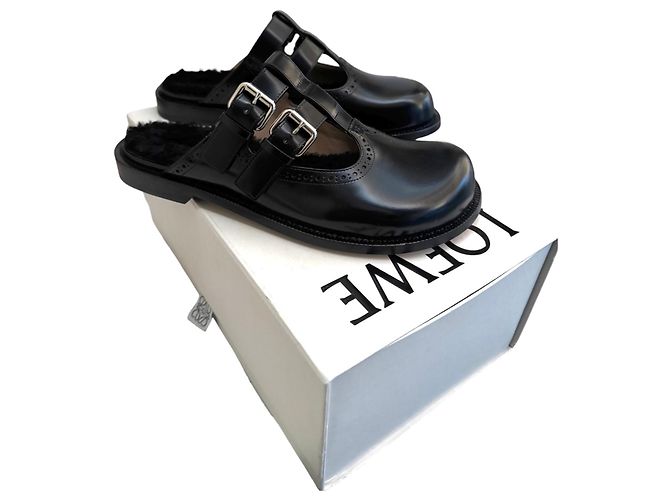 Loewe Campo Mary Jones Mules aus schwarzem Leder - Ansicht 12