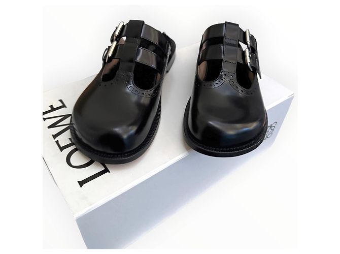 Loewe Campo Mary Jones Mules aus schwarzem Leder - Ansicht 13