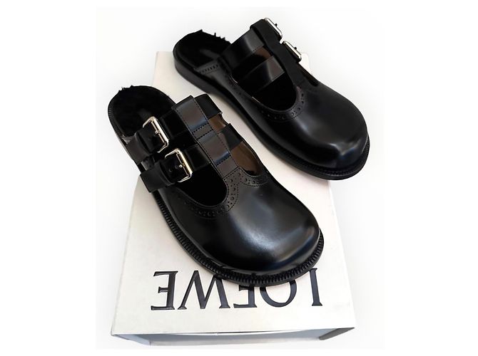 Loewe Campo Mary Jones Mules aus schwarzem Leder - Ansicht 14