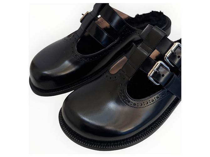 Loewe Campo Mary Jones Mules aus schwarzem Leder - Ansicht 15
