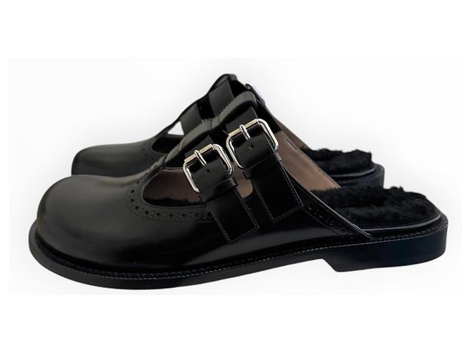 Loewe Campo Mary Jones Mules aus schwarzem Leder - Ansicht 16