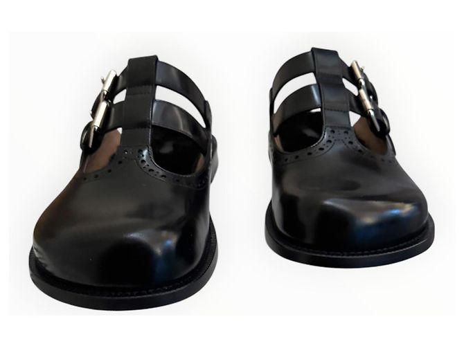 Loewe Campo Mary Jones Mules aus schwarzem Leder - Ansicht 17