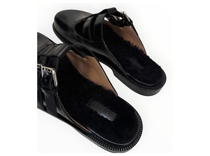 Loewe Campo Mary Jones Mules aus schwarzem Leder - Ansicht 19