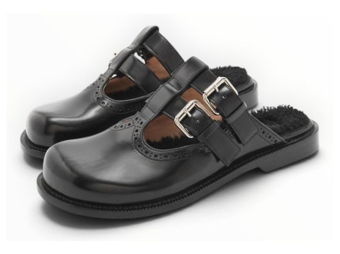 Loewe Campo Mary Jones Mules aus schwarzem Leder - Ansicht 2