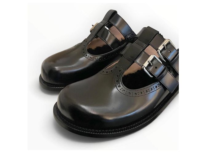 Loewe Campo Mary Jones Mules aus schwarzem Leder - Ansicht 3