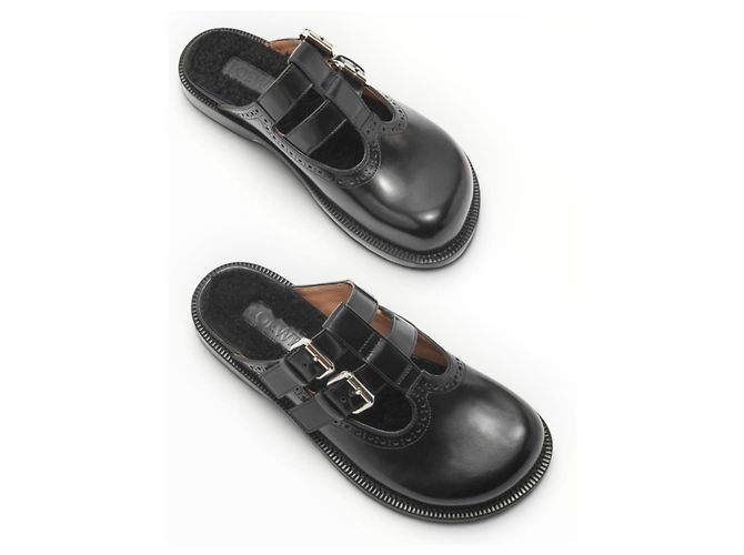 Loewe Campo Mary Jones Mules aus schwarzem Leder - Ansicht 4