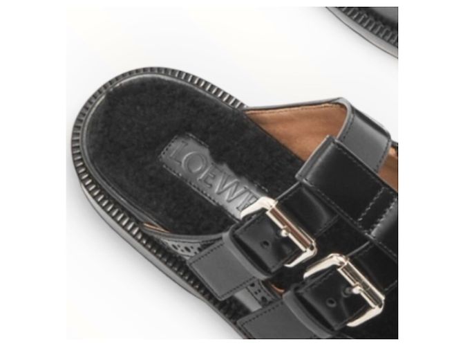 Loewe Campo Mary Jones Mules aus schwarzem Leder - Ansicht 5