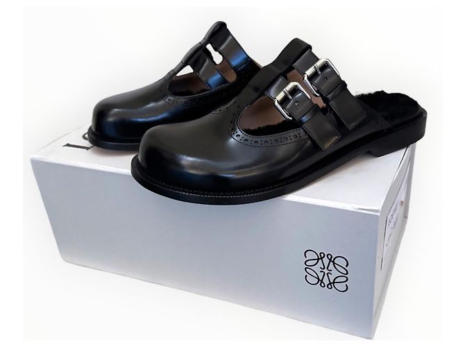 Loewe Campo Mary Jones Mules aus schwarzem Leder - Ansicht 7