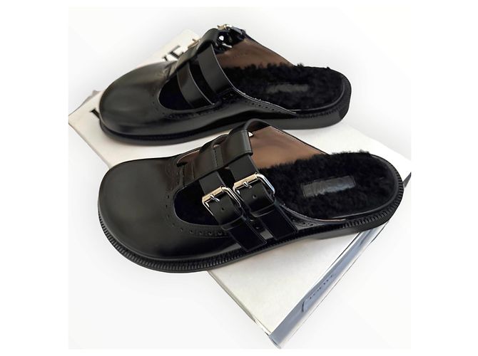 Loewe Campo Mary Jones Mules aus schwarzem Leder - Ansicht 8