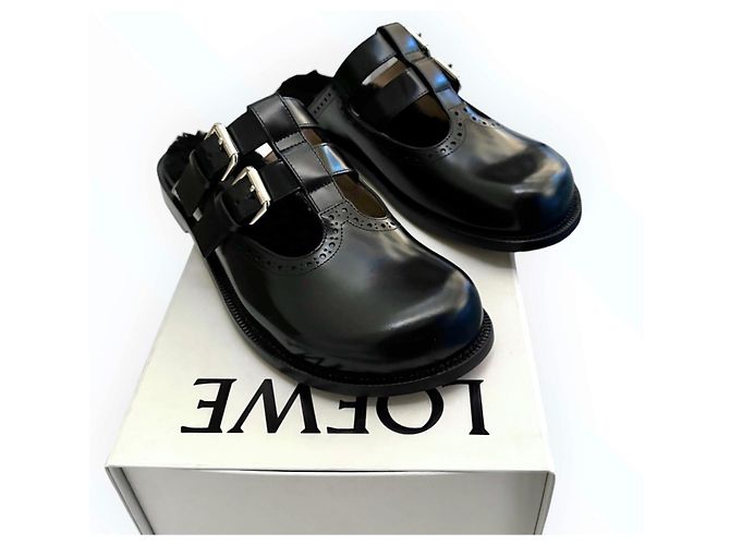 Loewe Campo Mary Jones Mules aus schwarzem Leder - Ansicht 9