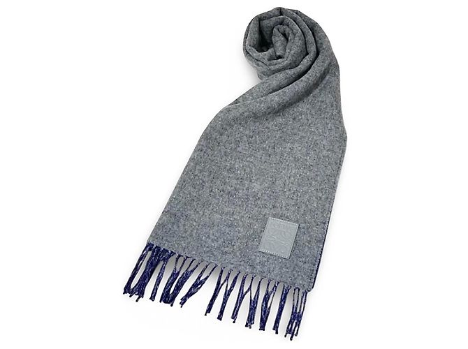 Cachecol Loewe Anagram reversível de lã e cashmere - Cinza/Azul - vista 13