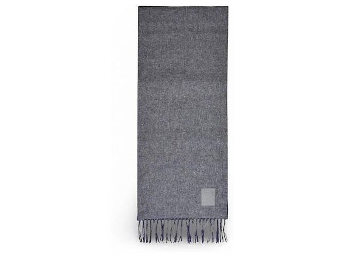 Cachecol Loewe Anagram reversível de lã e cashmere - Cinza/Azul - vista 17