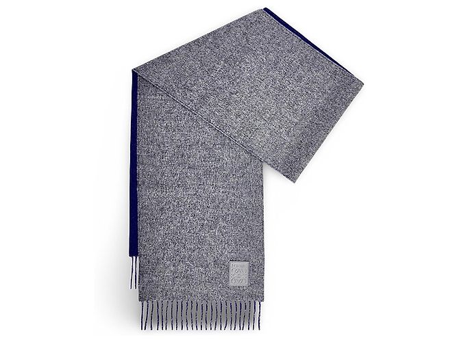 Cachecol Loewe Anagram reversível de lã e cashmere - Cinza/Azul - vista 3