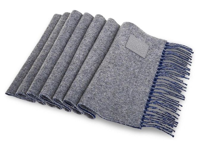 Cachecol Loewe Anagram reversível de lã e cashmere - Cinza/Azul - vista 4