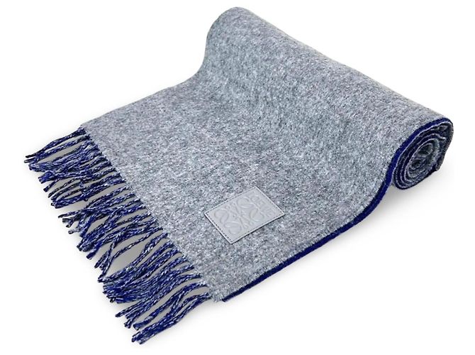 Cachecol Loewe Anagram reversível de lã e cashmere - Cinza/Azul - vista 5