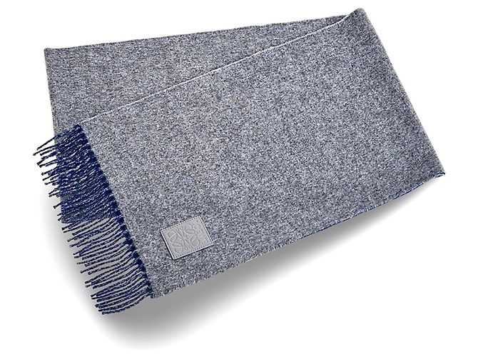 Cachecol Loewe Anagram reversível de lã e cashmere - Cinza/Azul - vista 8