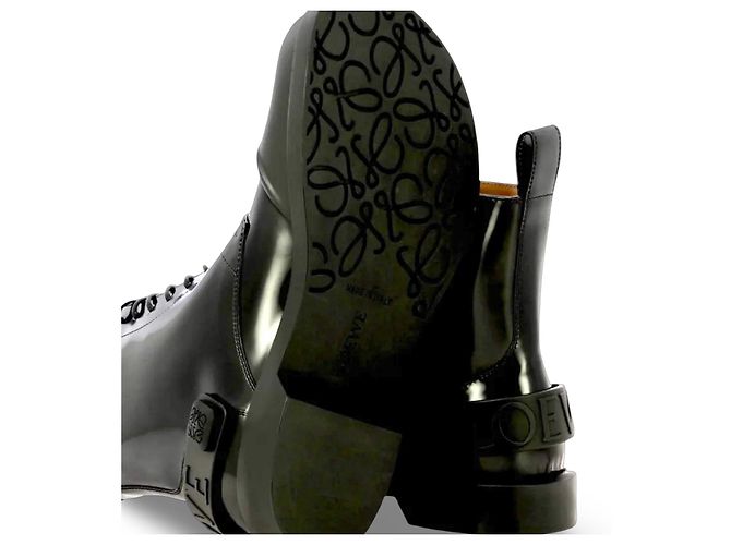 Loewe Stivali Campo Classic Lace-Up in pelle nera - vista 11