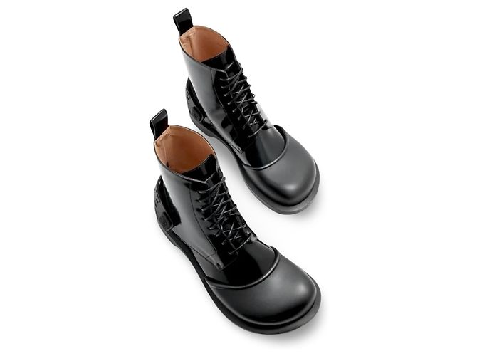 Loewe Stivali Campo Classic Lace-Up in pelle nera - vista 12