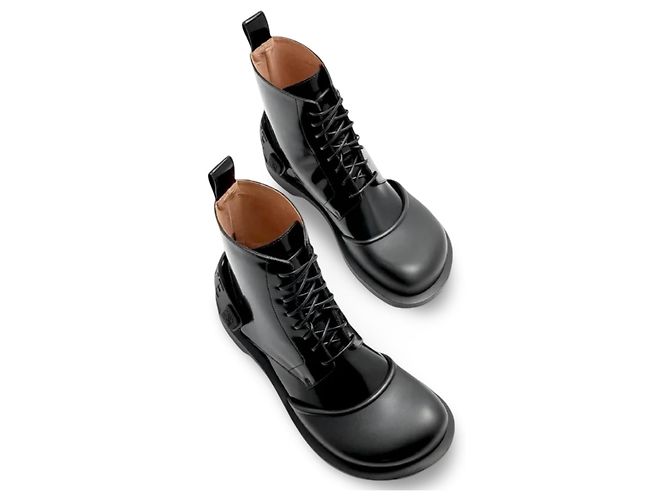 Loewe Stivali Campo Classic Lace-Up in pelle nera - vista 15