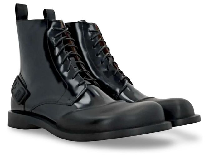Loewe Stivali Campo Classic Lace-Up in pelle nera - vista 2