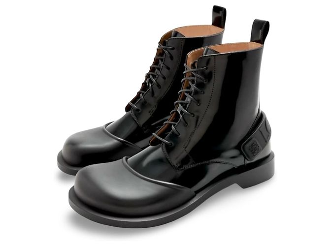 Loewe Stivali Campo Classic Lace-Up in pelle nera - vista 4