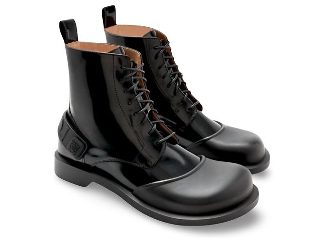 Loewe Stivali Campo Classic Lace-Up in pelle nera - vista 5