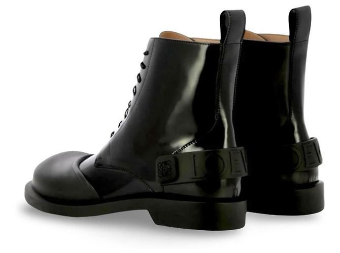Loewe Stivali Campo Classic Lace-Up in pelle nera - vista 6