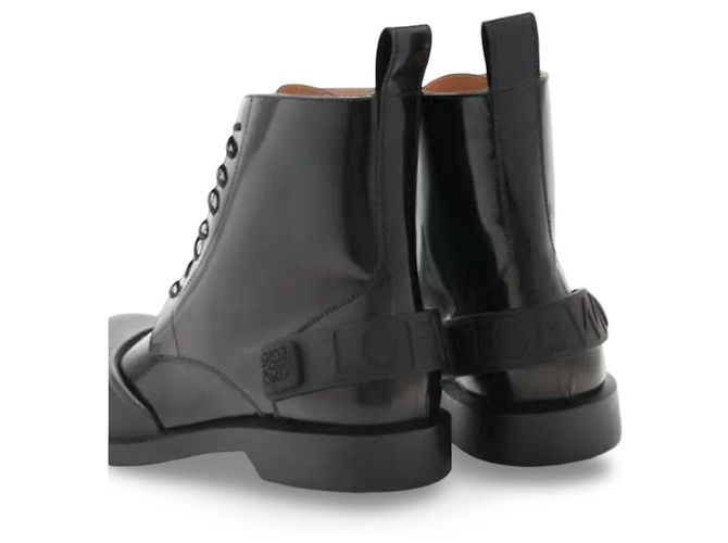Loewe Stivali Campo Classic Lace-Up in pelle nera - vista 9