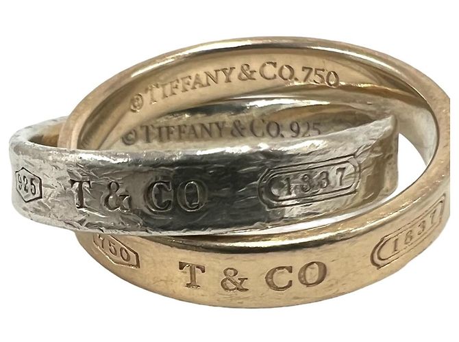 Autre Marque Anello Tiffany Interlocking in oro e argento - vista 3