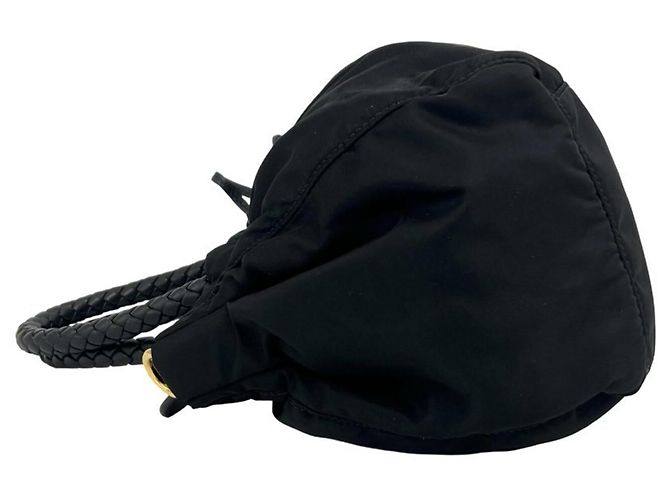 Ribbon Sac à main Prada en nylon noir et cuir - vue 5