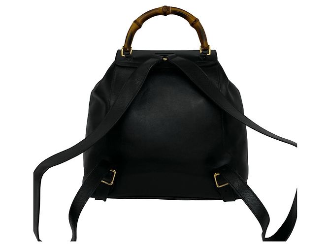 GUCCI Vintage Bamboo Leather Backpack - view 3