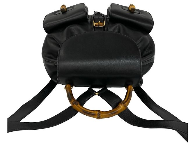 GUCCI Vintage Bamboo Leather Backpack - view 4