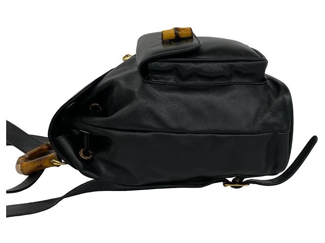 GUCCI Vintage Bamboo Leather Backpack - view 5