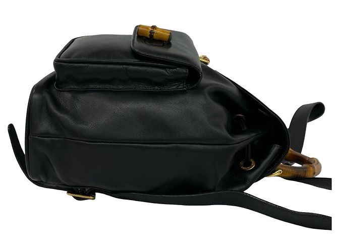 GUCCI Vintage Bamboo Leather Backpack - view 6
