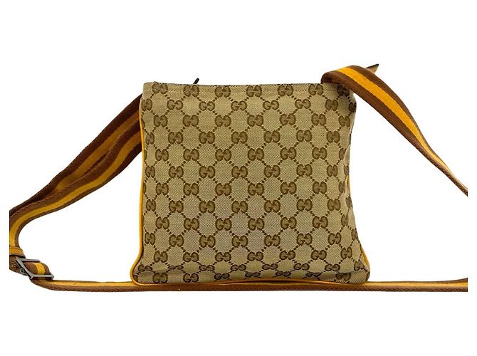 Borsa a tracolla in pelle e tela GG Pattern Gucci - vista 3