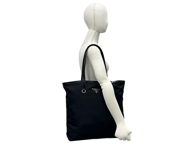 Borsa Tote Prada con logo Triangle in metallo - vista 2