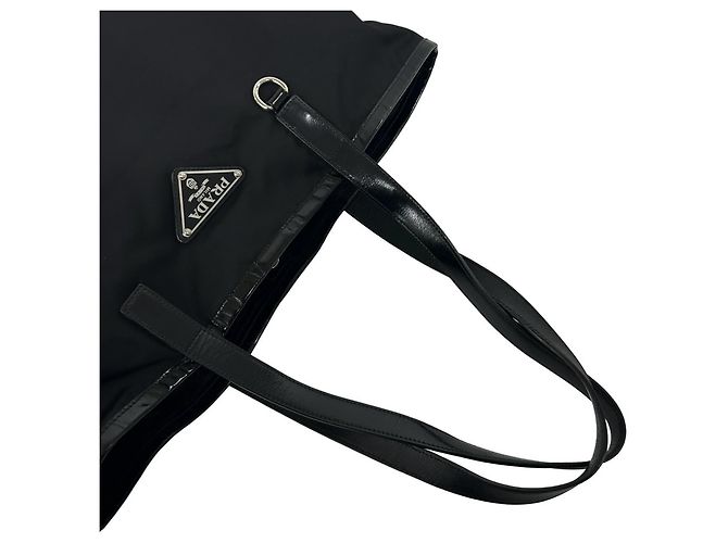 Borsa Tote Prada con logo Triangle in metallo - vista 4