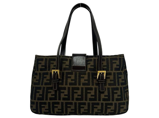 Borsa Fendi Vintage Zucca Canvas Leather - vista 3
