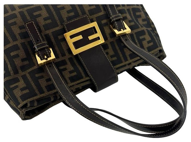 Borsa Fendi Vintage Zucca Canvas Leather - vista 4