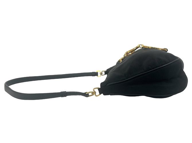 Prada Triangle Logo Hardware Circle Plate Tessuto Pocono Shoulder Bag - view 5