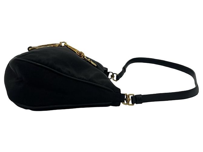 Prada Triangle Logo Hardware Circle Plate Tessuto Pocono Shoulder Bag - view 6