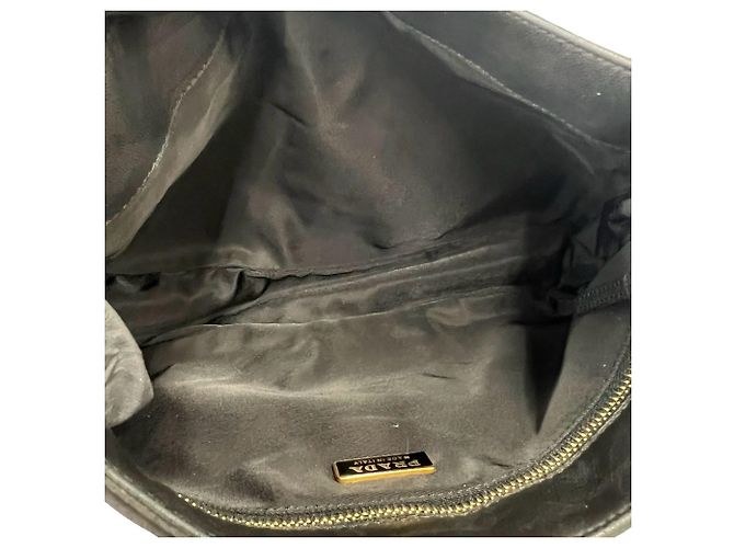 Prada Triangle Logo Hardware Circle Plate Tessuto Pocono Shoulder Bag - view 9