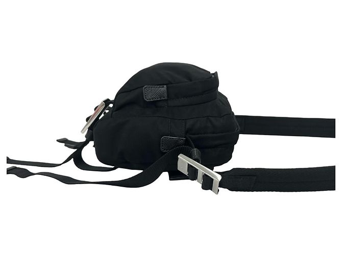 Bolsa de ombro Prada em nylon preto e couro - vista 6