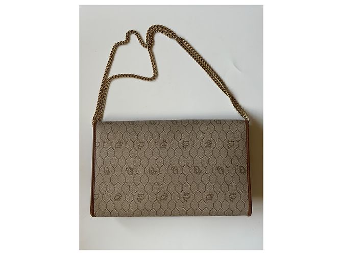 Christian Dior Borsa a Tracolla Monogramma in Pelle e Tela Beige - vista 2