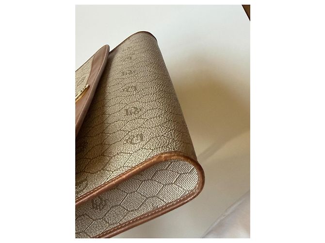 Christian Dior Borsa a Tracolla Monogramma in Pelle e Tela Beige - vista 4