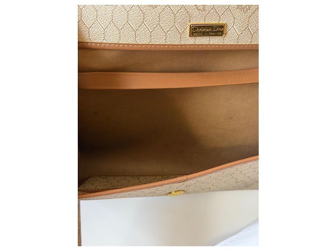Christian Dior Borsa a Tracolla Monogramma in Pelle e Tela Beige - vista 6